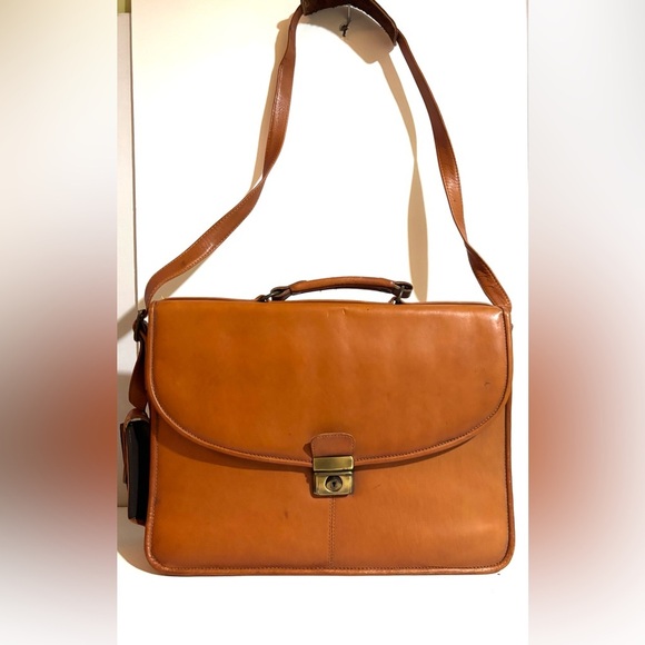 Vintage unisex Classic brown brief travel, messenger, work Leather Men's Bag - Picture 7 of 8